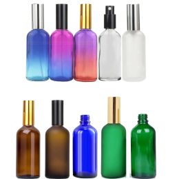 Bottle 4x 100ml Amber Blue Clear Glass Spray Perfume Bottle Essential Oils Sprayer Glass Portable Refillable Travel Bottle