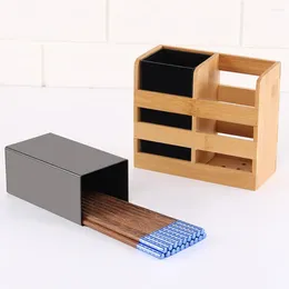 Storage Bottles Cutlery Box Minimalist Drain Rack Large Capacity Spoon Chopsticks Fork Bamboo Utensil Organizer