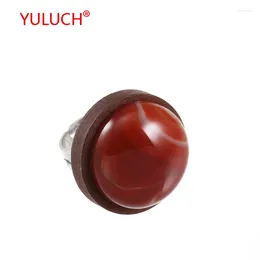 Cluster Rings YULUCH 2024 Classic Vintage Wooden Inlaid Semi Zinc Alloy African Woman Ring Gift Jewelry