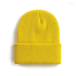 Berets Winter Knitted Beanies Hats For Women Men Cute Caps Autumn Elasticity Hip Hop Unisex Warm Solid Colour Bonnet