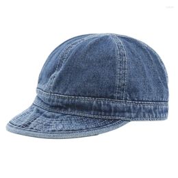 Ball Caps Vintage Curled Soft Top Cap For Men Short Brim Jeans Hat Casual Hip-hop Baseball Sun Shade Solid Retro Denim Autumn