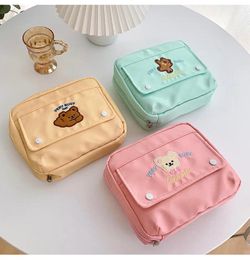 Cosmetic Bags Korea Fashion Bear Cases Cute Student Pencil Bag Case Holder Large Capacity Home Storage Pouch