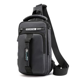 Multifunction Crossbody Bag Mens USB Charging Chest Pack Waist Bag Male Waterproof Short Trip Chest Large Capacity Shoulder184J