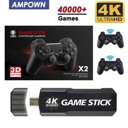 Consoles Ampown GD10 128G 40000+ Games Retro Game Console 4K HD Video Game Console 2.4G Double Wireless Controller Game Stick For PSP PS1