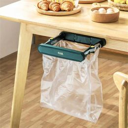 Kitchen Storage Wall Mounted Garbage Bag Holder Punch-free Foldable Hanging Trash Rack Basin Stand Towel Organizer