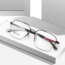 Sunglasses Frames 2024 UltraLight Titanium Alloy Fashion Double Beam Glasses Brand Design Large Half Frame For Men And Women Eyeglasses