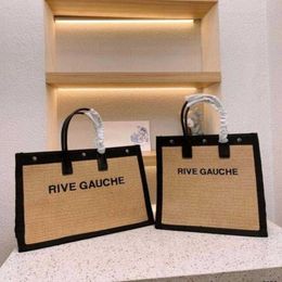 Women trend handbag Rive Gauche Tote shopping bag handbags top linen Large Beach bags Designer travel Crossbody Shoulder satchel W296z