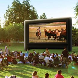 wholesale 10mWx8mH (33x26ft) Airblown Inflatable Movie Screen With Front Rear Projection Outdoor Night Cinema Projector Screen For Backyard Pool Fun