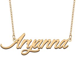 Aryanna Name Necklace Pendant for Women Girlfriend Gifts Custom Nameplate Children Best Friends Jewelry 18k Gold Plated Stainless Steel