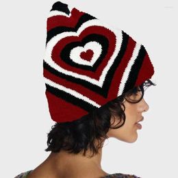 Berets Elastic Windproof Winter Hat Knitted Jacquard Heart For Women Men Keep Ear Warm Soft Cold Weather Supplies