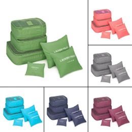 6 Pcs Set Korean Style Travel Home Luggage Storage Bag Clothes Storage Organizer Portable Pouch Case 6 Colors Drop Shipping ZZ