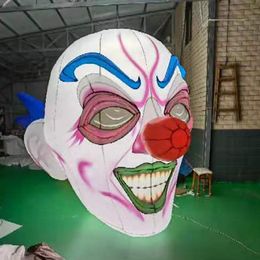 wholesale Club party use Hanging Lighting inflatable clown head 5M Printing Inflatables Skeleton Face Funny Concert For Halloween Decoration