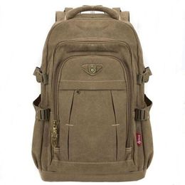 Men's Military Canvas Backpack Zipper Rucksacks Laptop Travel Shoulder Mochila Notebook Schoolbags Vintage College School Bag215U
