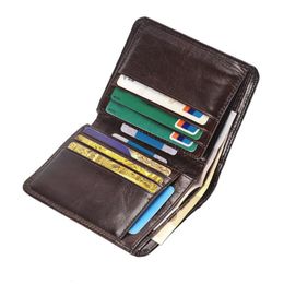 Wallets Genuine Leather Men Short Trifold Wallet Multi Slots Holders Male Clutch Vintage Purse Money Bags310m