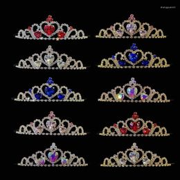 Hair Clips ZANLLOY Colourful Crystal Love Children's Birthday Crowns Girls Party Tiara Supplies Bridal Wedding Flower Girl