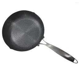 Pans Flat Skillet Traditional Wok Frying Pan Kitchen Cookware Household Honeycomb Stainless Steel Everyday No-stick Stir-fry