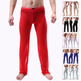 Pants Men's Sexy Transparent Trousers See through Pants Male Loose Mesh Sheer Gauze Bottoms Sleepwear Underpants