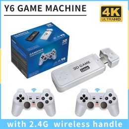 Consoles Y6 Video Game Console Retro Game Stick 2.4G Wireless Emuelec4.3 Controllers Gamepad Game Box 4K TV HD Output 10000+ Games Gifts