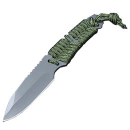 A2289 Outdoor Straight Knife 3Cr13Mov Titanium Coating Drop Point Blade Full Tang Paracord Handle Fixed Blade Tactical Knives with ABS Sheath