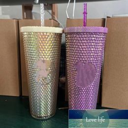 Wholesale Fashion Embossed Label Double-Layer Large Capacity 710ml Plastic Durian Cup Ice Cups Gold Gradient Colour Cups