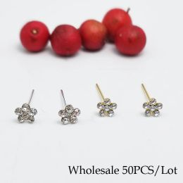 Jewelry 50pcs/lot Trendy Nose Piercing 925 Sterling Silver Flower Nose Stud Body Piercing Jewelry Pircing Nariz Piercing Nez