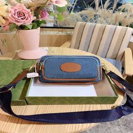 Bag Male Ms Camera Bales Chest Pockets Oblique Satchel Denim Quality Unisex Girls Women Genuine Leather Handbags Handbag Shoulder 276I