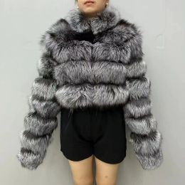Fur 2023 Lady Winter Real Red Fox Fur Jacket Fashion Silver Fox Fur Coat Thick Warm Women Outerwear Real Raccoon Coat