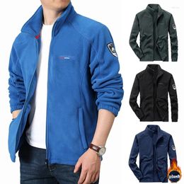 Hunting Jackets 5XL Mens Winter Camping Polar Fleece Jacket Outdoor Windproof Stand Collar Tactical Warm Hiking Ski Coat Men