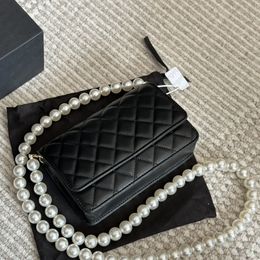 Mini Evening Bags Fashion Bags Pearl Bags Black Crossbody Bags Leather Flap Clutch Bags Wholesale Pearl Shoulder Bags Compact and Convenient Handbags Wallets Bags