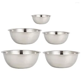 Dinnerware Sets 5 Pcs Bowl Water Cup Kitchen Round Basin Piece Set Stainless Steel Large Mixing For Kneading Dough Metal Bowls Salad