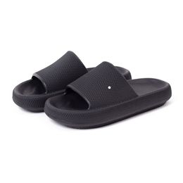 Platform Slippers for summer indoor home anti slip bathroom shower couples thick soled black