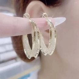 Hoop Earrings For Women Fashion Jewellery Accessories Shiny Casual Style Big Circle Ring Ear Rhinestone Wide Scrub Ladies