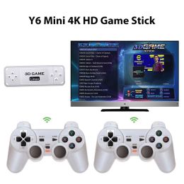 Consoles Tolex Y6 4K Game Stick HD Output 2.4G Wireless Controllers Emuelec4.3 Multiple Languages 3D Retro Video Game Console Kids Gifts