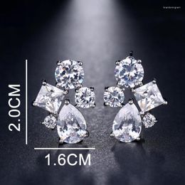 Stud Earrings SUGO 2024 Summer Delicate Compact White Cubic Zirconia For Elegant Women Cute Dinner Party Jewellery Accessories