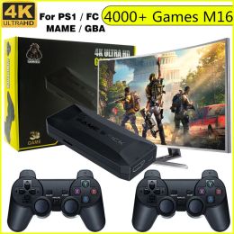 Consoles M16 Video Game Console Wireless TV Gaming Box With Double Controller TV Games For PS1/GBA 3D 4K HD 64G/128G 2.4G Game Stick