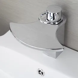 Bathroom Sink Faucets Contemporary Special Novel Waterfall Basin Faucet Chrome Polished Deck Mounted Ceramic Cold Water Excellent