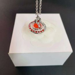 Planet Necklace Designer Necklace for Woman Vivienen Luxury Jewelry viviane westwood Saturn Red Diamond Gradient Planet Necklace Female Crystal Love Wat