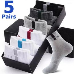Men's Socks 5Pairs Bamboo Fiber Autumn Winter Men Middle Tube Cotton Sports Sock Breathable Deodorant Business Plus Size 36-43