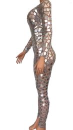 Stage Wear Mesh Sequin Patchwork Jumpsuit For Autumn Sexy Girls Prom Party Exclusive Outfit