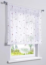 Curtain Half Short Embroidered Balloon Branches Sheer Window Tulle For Kitchen Living Room Voile Screening Drape Panel