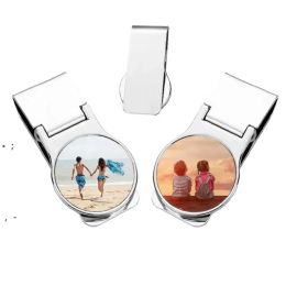 Party Sublimation Metal Coin Clips DIY Design Blank Money Clip Credit Card Cashes Holder Men's Fashion Travel Accessory FY0294 0223