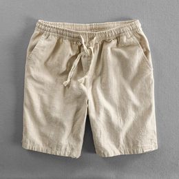 Summer cotton linen beach shorts for mens casual sale Colourful loose brushed cut mens shorts 6XL 5XL 4XL 240223