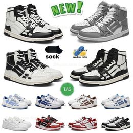 Original Bone shoes ami Unisex LOW skeleton shoe purple white light grey black red green pink blue red leather black white casual shoes