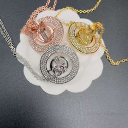 Planet Necklace Designer Necklace for Woman Vivienen Luxury Jewellery Viviane Westwood Westwood Three Rows Diamond Planet Necklace Female Same Style Single Rows Dia