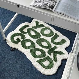 Bath Mats You Look Good Letters Rug Tufted Soft Plushy Bedside Pad Aesthetic Home Decor Non-slip Absorbent Bath Mat Doormat