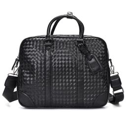 Hand knitted brand designer briefcases new arrival high quality business bags for men genuine leather business laptop bags250R