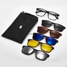 Sunglasses 6 In 1 Men Women Polarised Optical Magnetic Sunglasses Clip Magnet Clip on Sunglasses Polaroid Clip on Sun Glasses Frame And Bag H24223