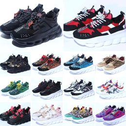 FREE SHIPPING Designer sneakers casual platform shoes Chain Reaction reflective womens mens twill chunky rubber trainers outdoor walking sneaker trip shoe