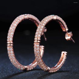 Hoop Earrings Big For Women Punk Girl Rose Gold Color Jewelry Crystal Mosaic Austrian Wholesale DWE617