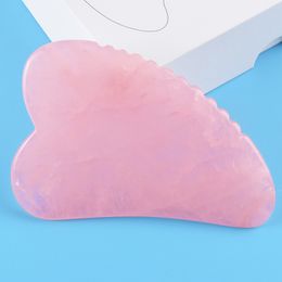 Customised Gua Sha Jade Stone Skincare Device Natural Rose Quartz Gua Sha Tool With Teeth Beauty Tools Massage Facial Body Acupuncture Relieve Muscle Tensions